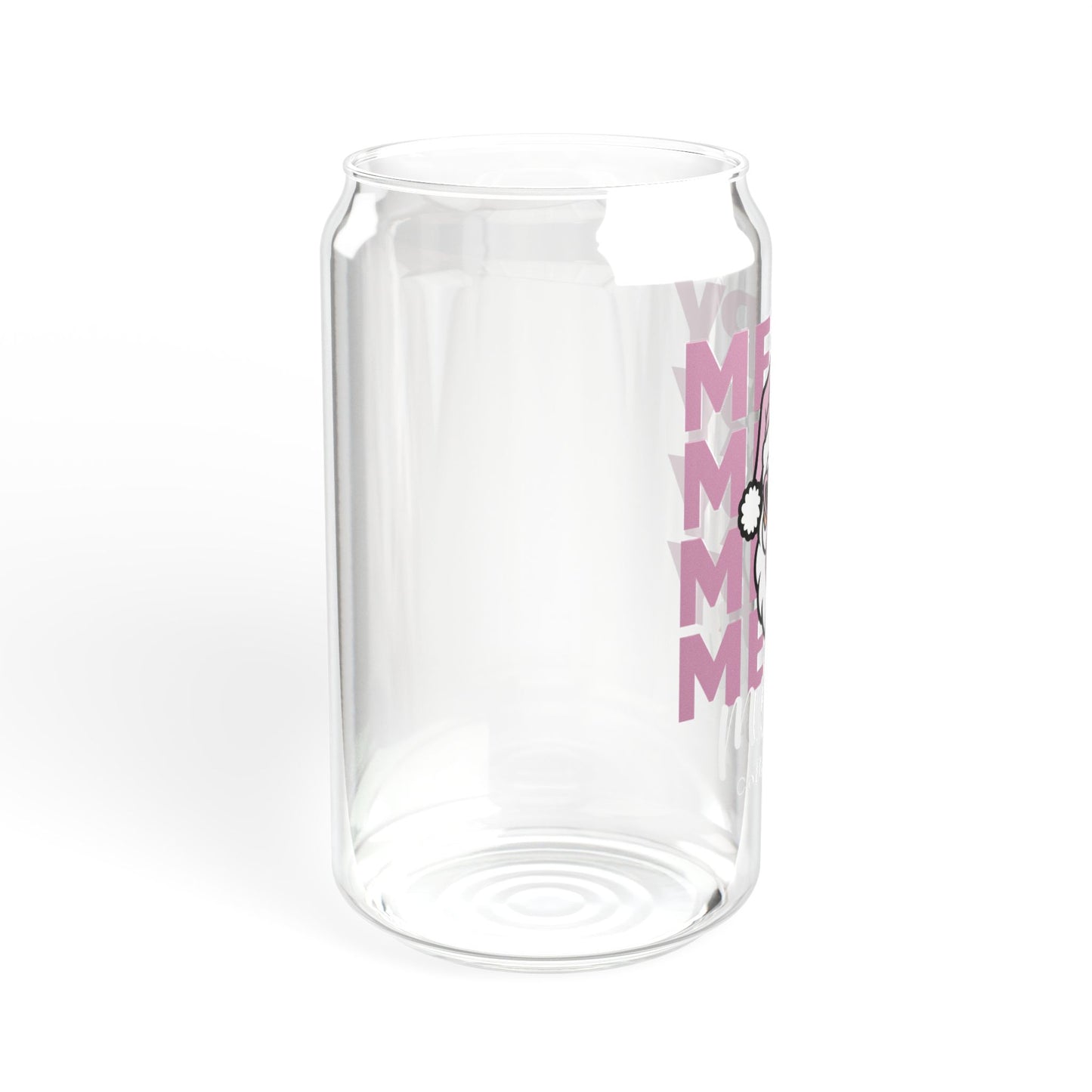 Glass Sipper 16oz - Merry Mama Coffee Needed Design Pink