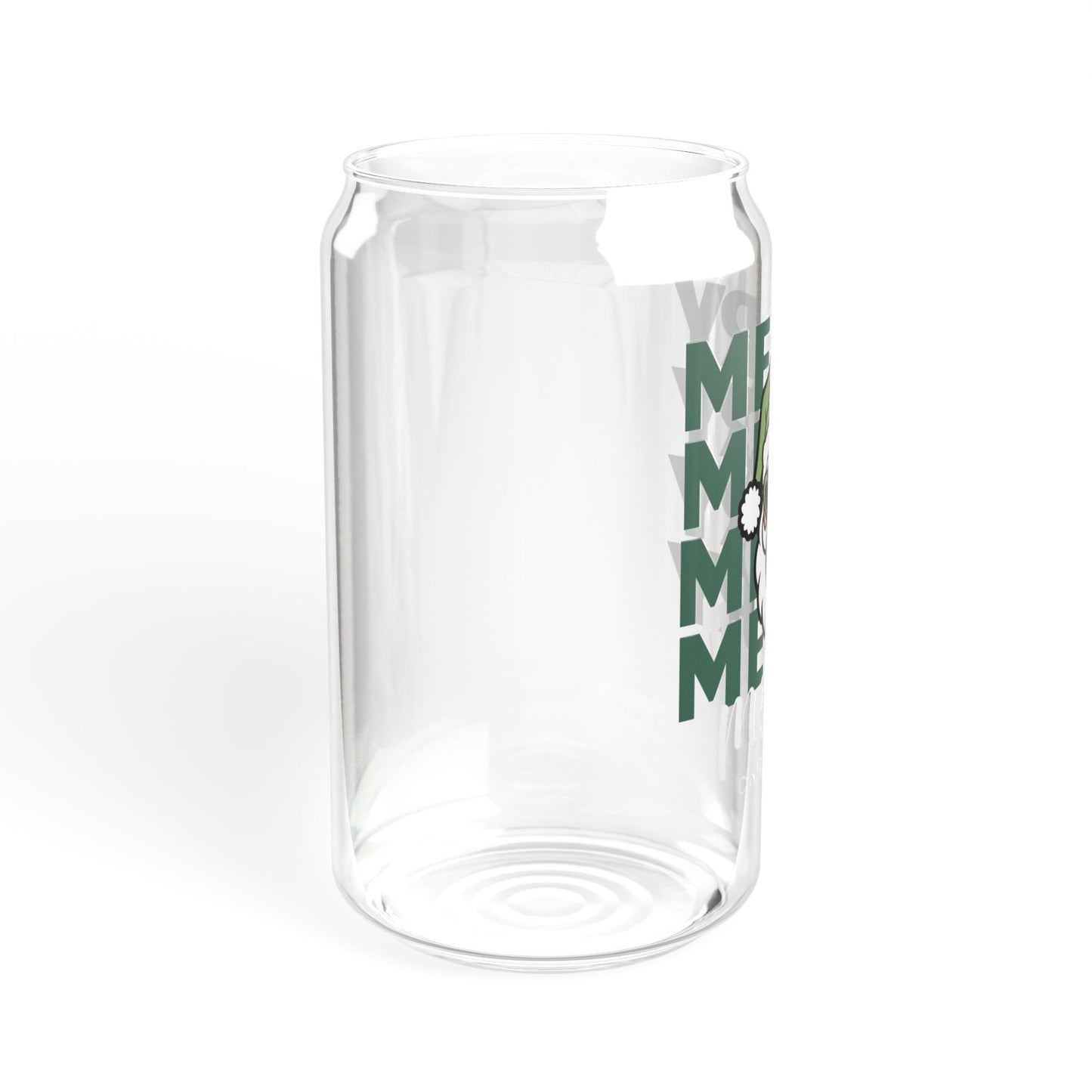 Glass Sipper 16oz - Merry Mama Coffee Needed Design Green