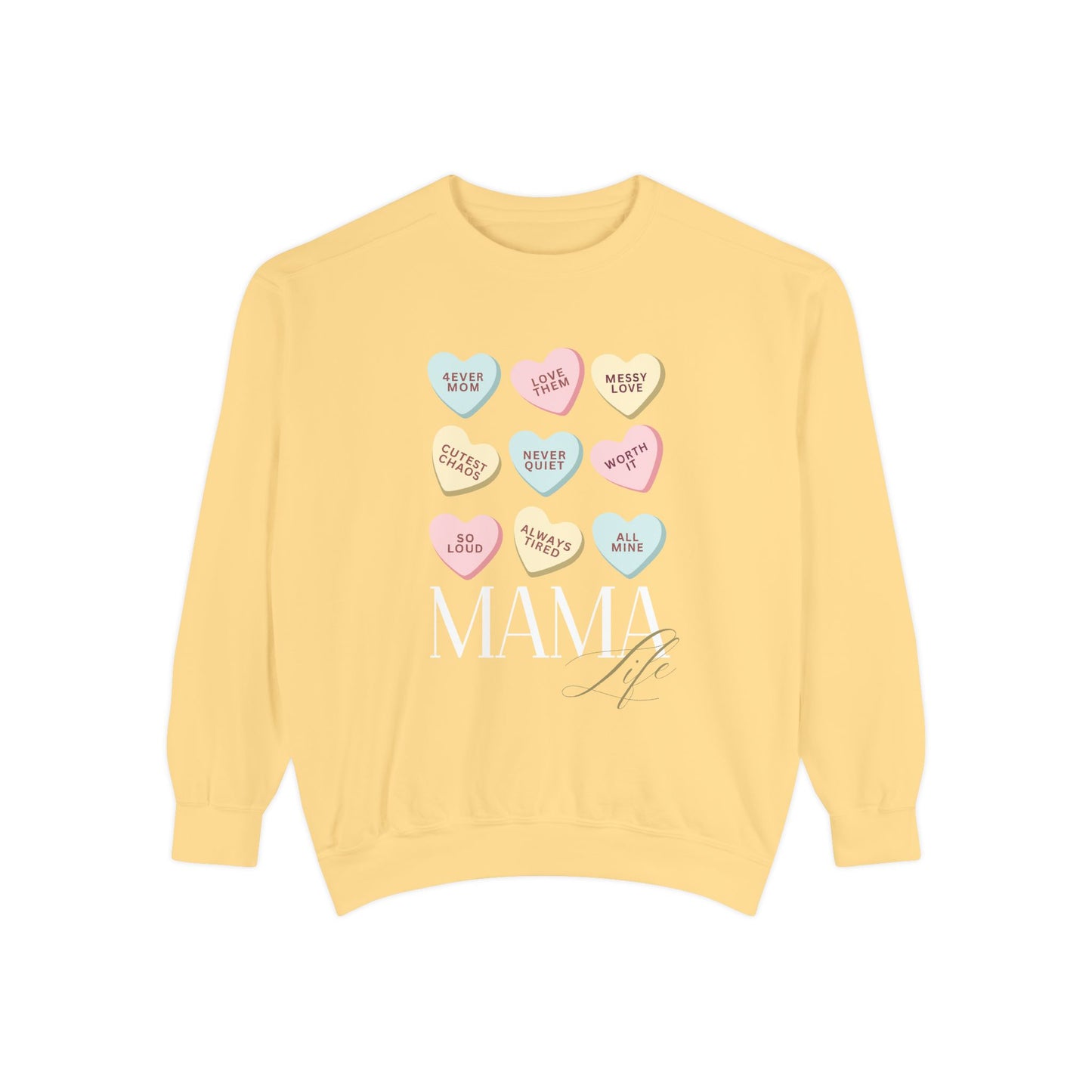 Conversation Hearts Sweatshirt — Pastel Valentine Candy Heart Crewneck