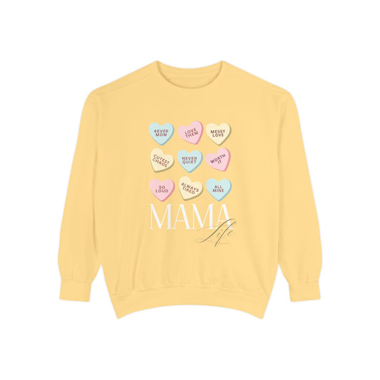 Conversation Hearts Sweatshirt — Pastel Valentine Candy Heart Crewneck