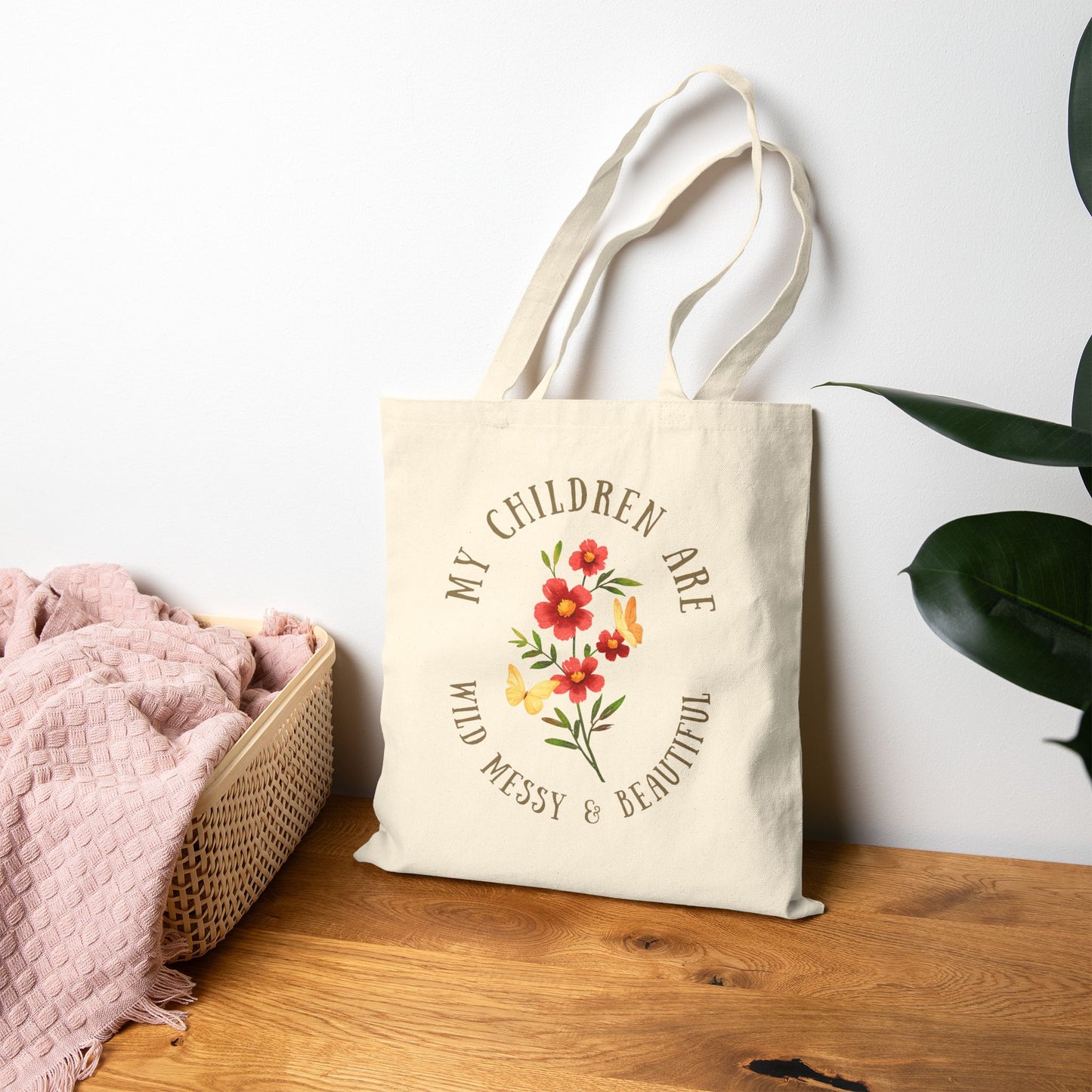 Canvas Tote Bag for Busy Mama - Wild, Messy, Beautiful Design