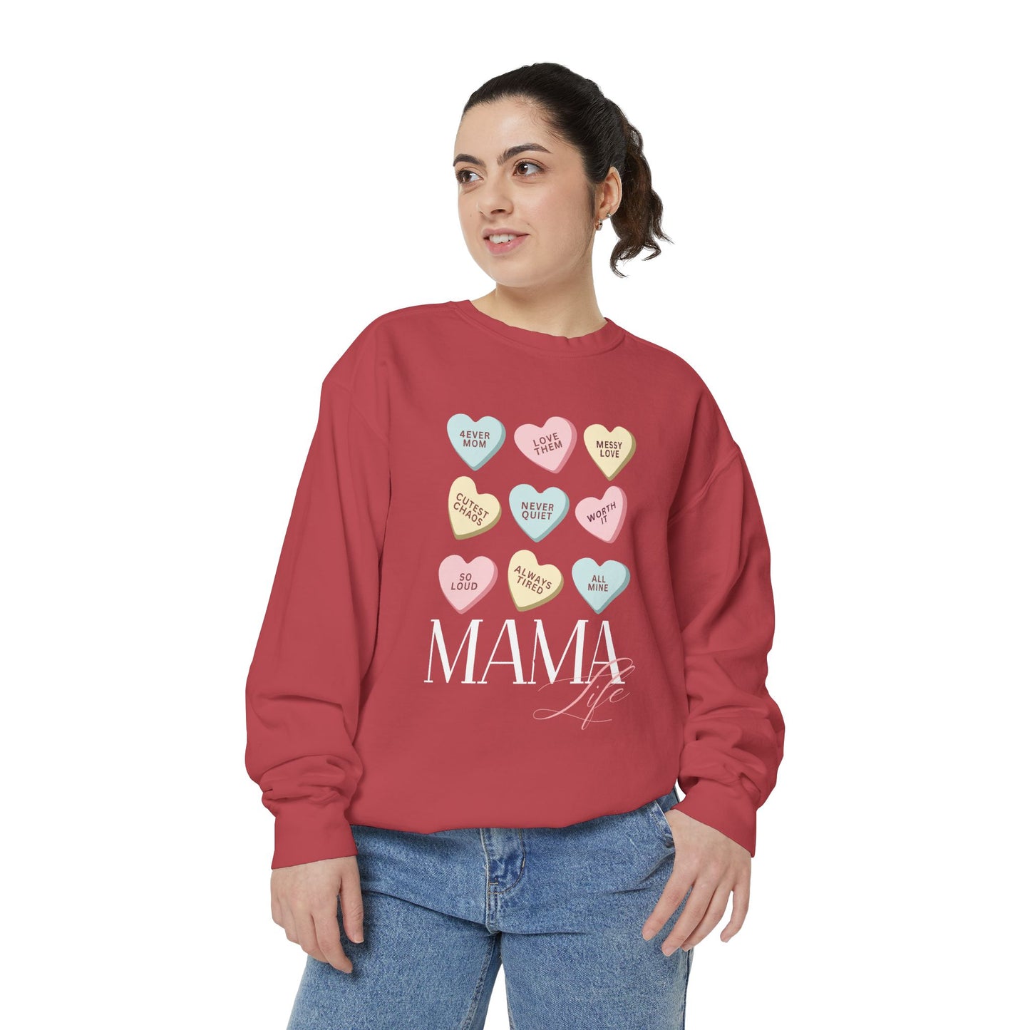 Conversation Hearts Sweatshirt — Pastel Valentine Candy Heart Crewneck