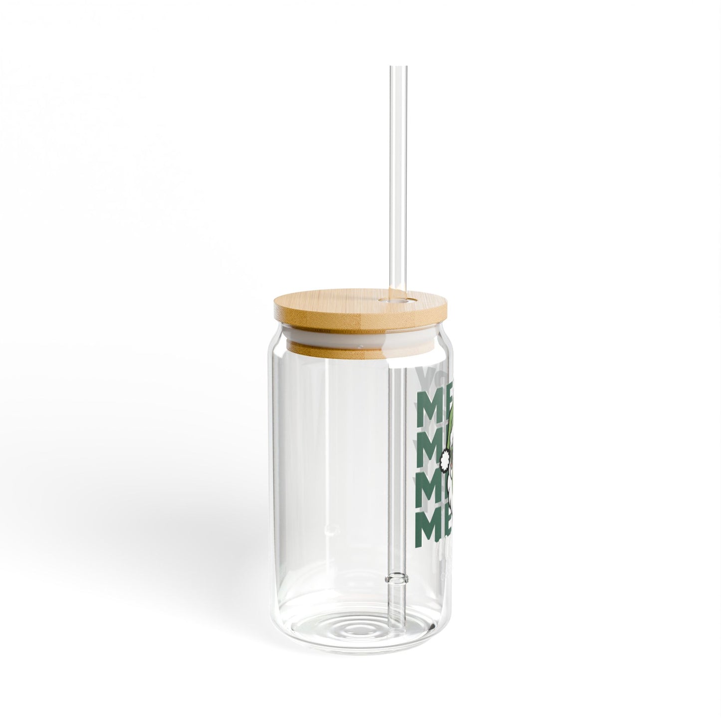 Glass Sipper 16oz - Merry Mama Coffee Needed Design Green