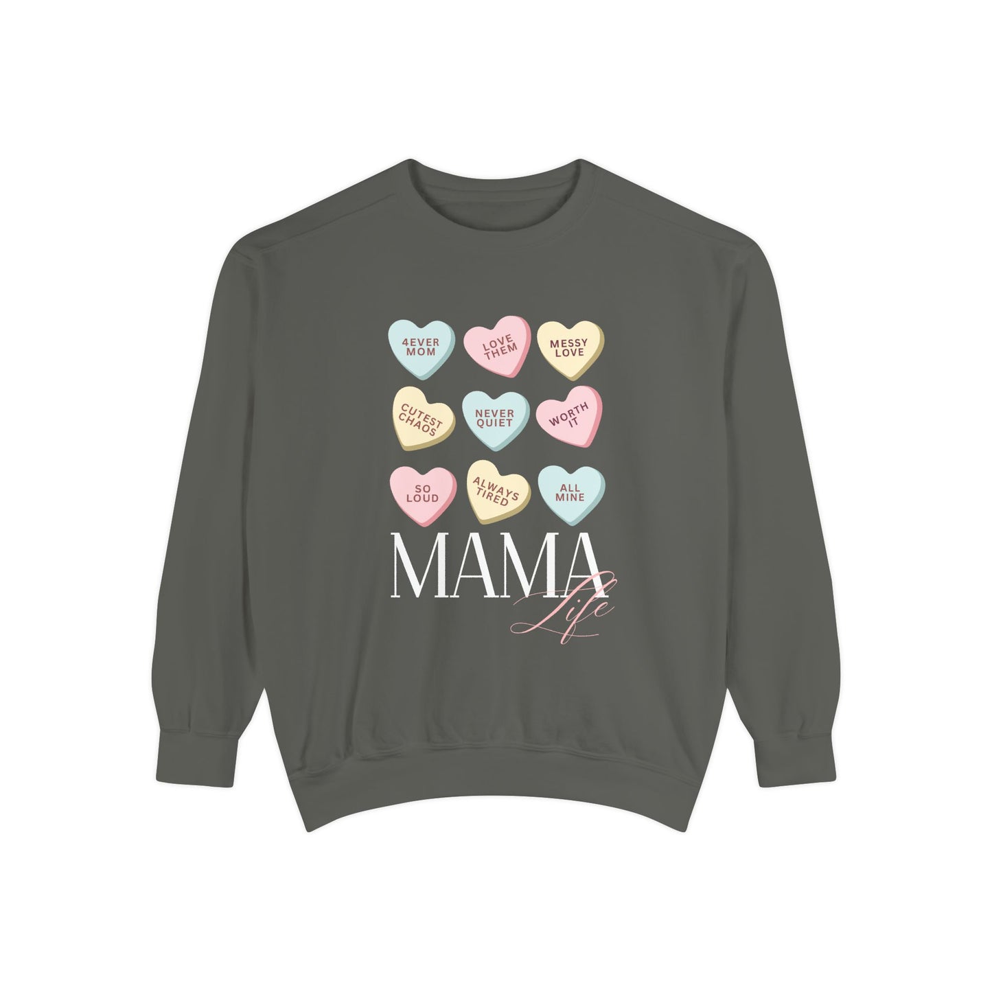 Conversation Hearts Sweatshirt — Pastel Valentine Candy Heart Crewneck