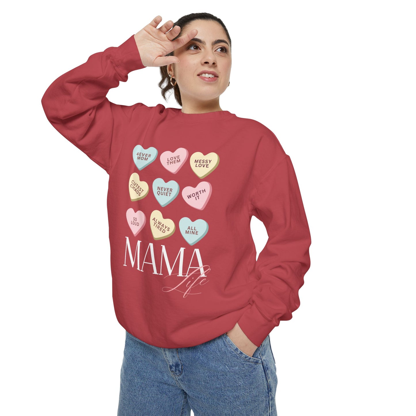 Conversation Hearts Sweatshirt — Pastel Valentine Candy Heart Crewneck