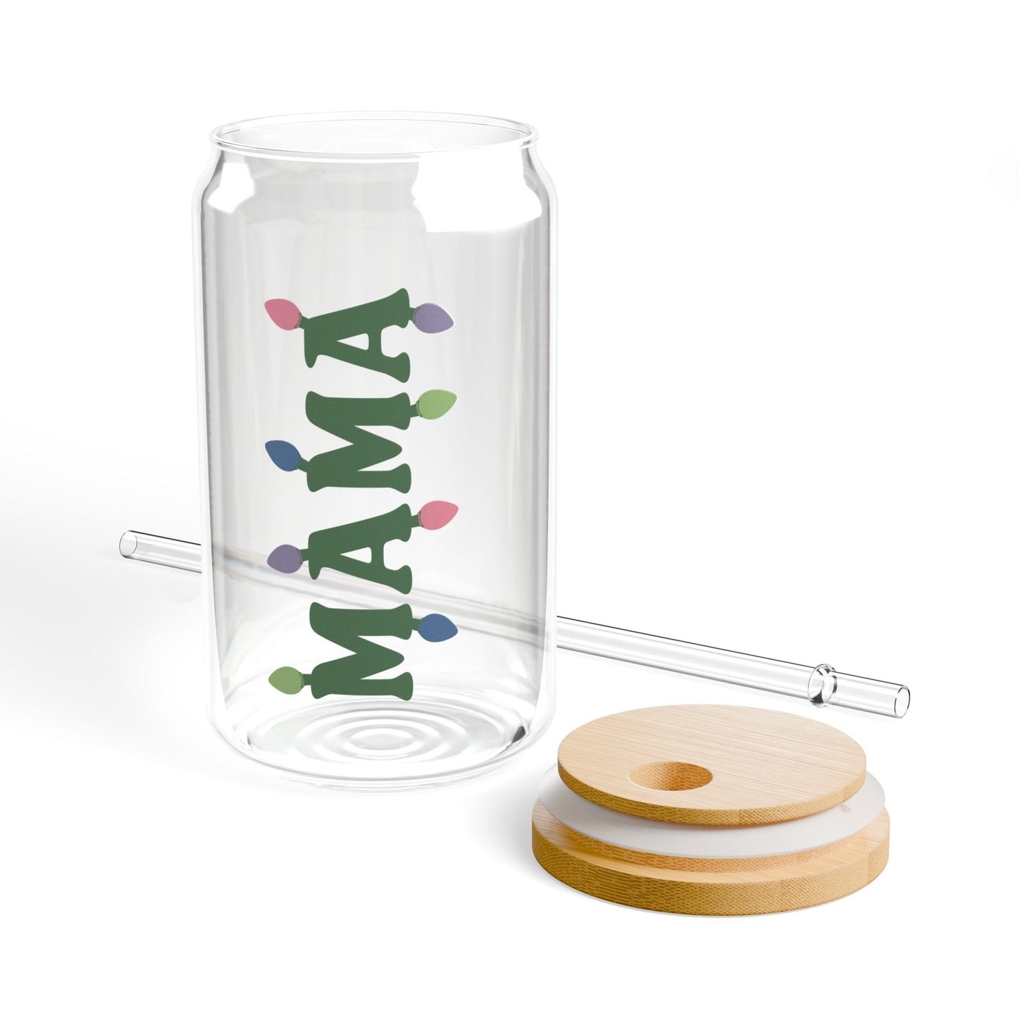 Sipper Glass - Mama Christmas Light Cup, 16oz