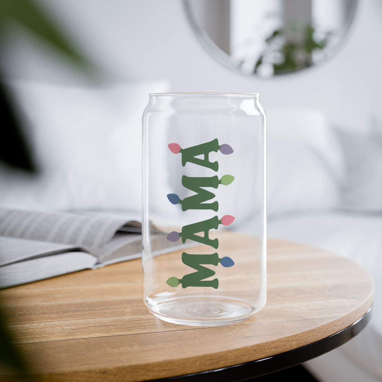 Sipper Glass - Mama Christmas Light Cup, 16oz