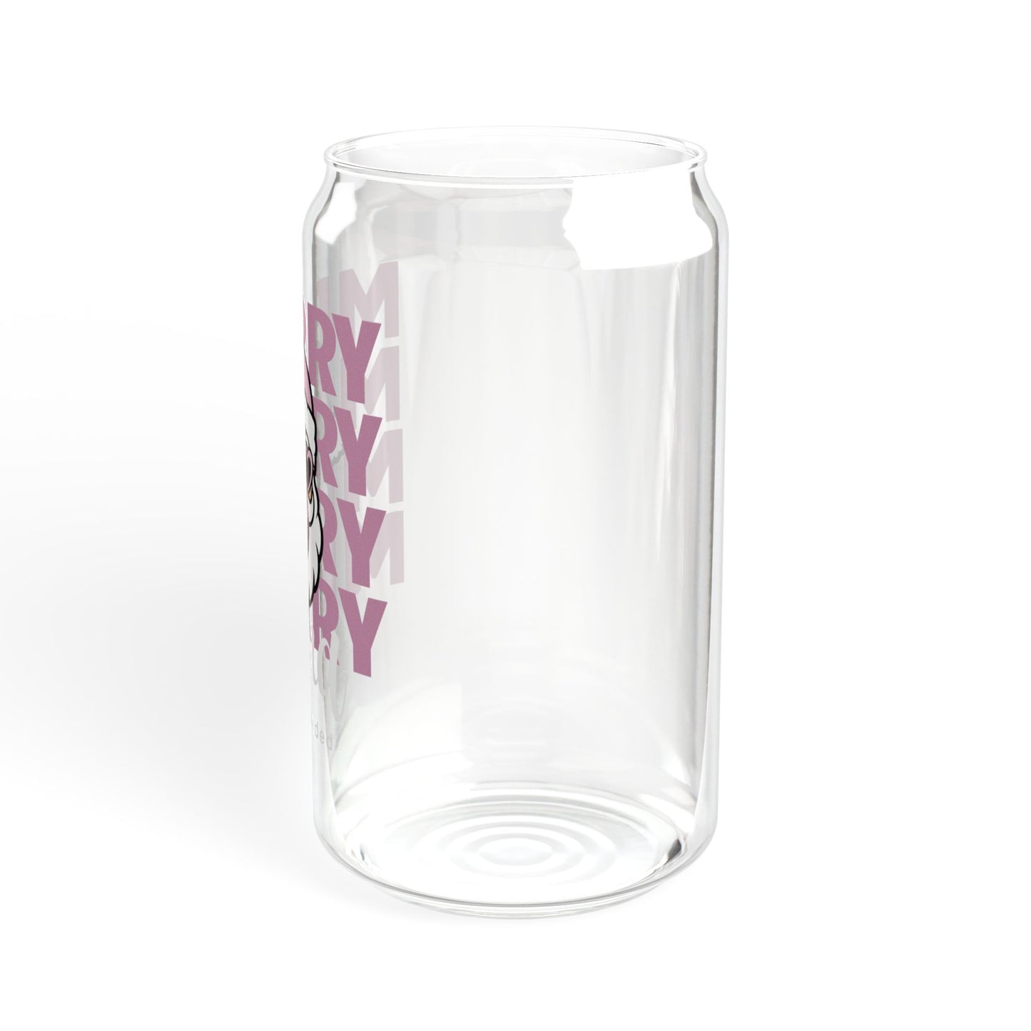 Glass Sipper 16oz - Merry Mama Coffee Needed Design Pink