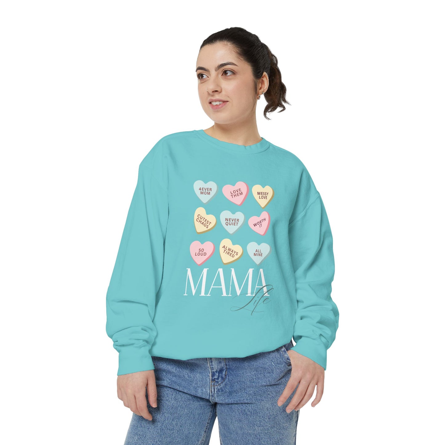 Conversation Hearts Sweatshirt — Pastel Valentine Candy Heart Crewneck