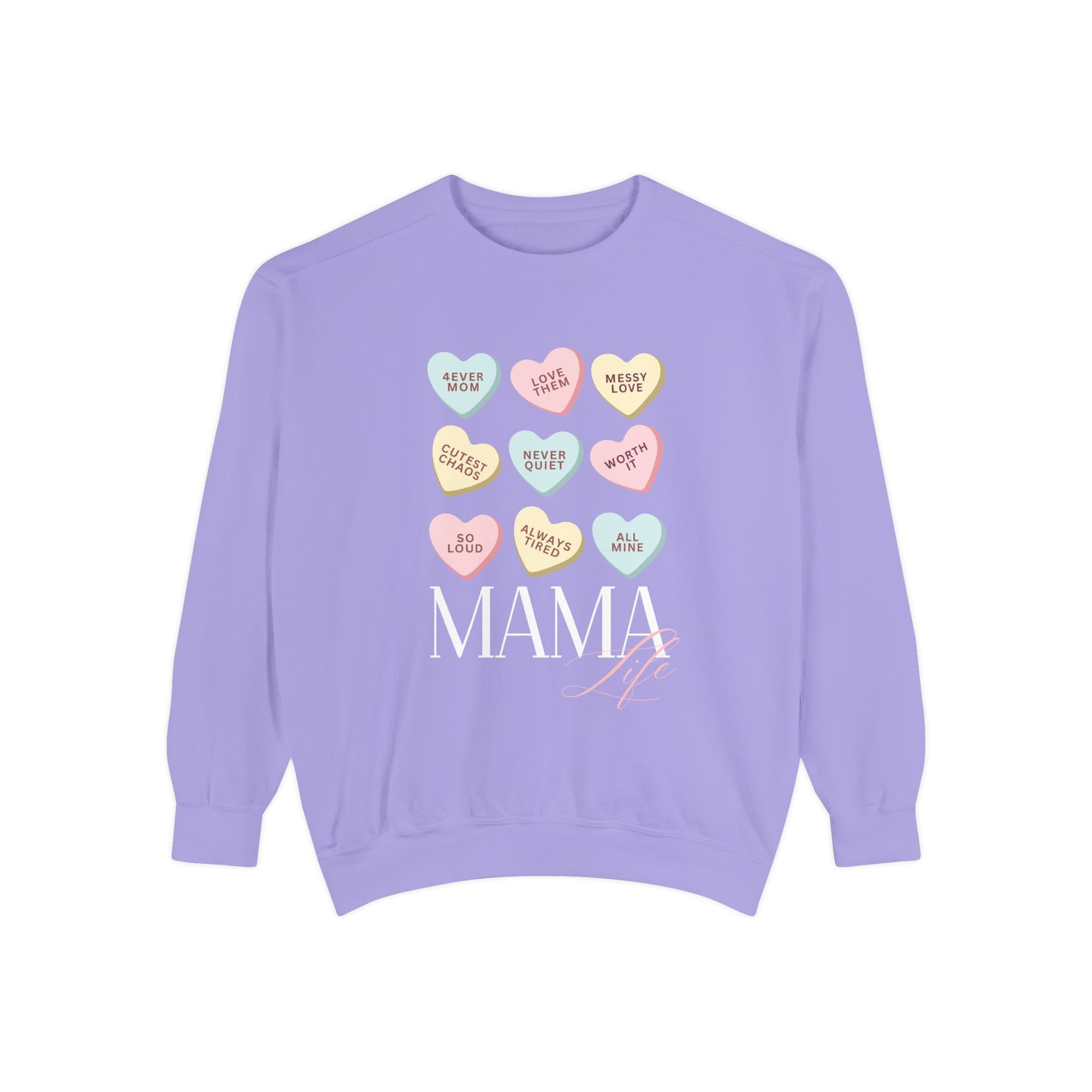 Conversation Hearts Sweatshirt — Pastel Valentine Candy Heart Crewneck